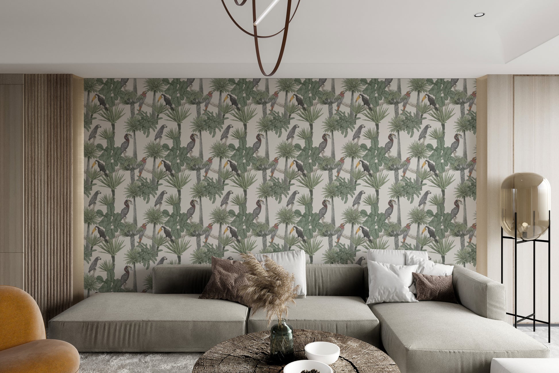 Toucan pattern mural with bold tropical vibes for walls