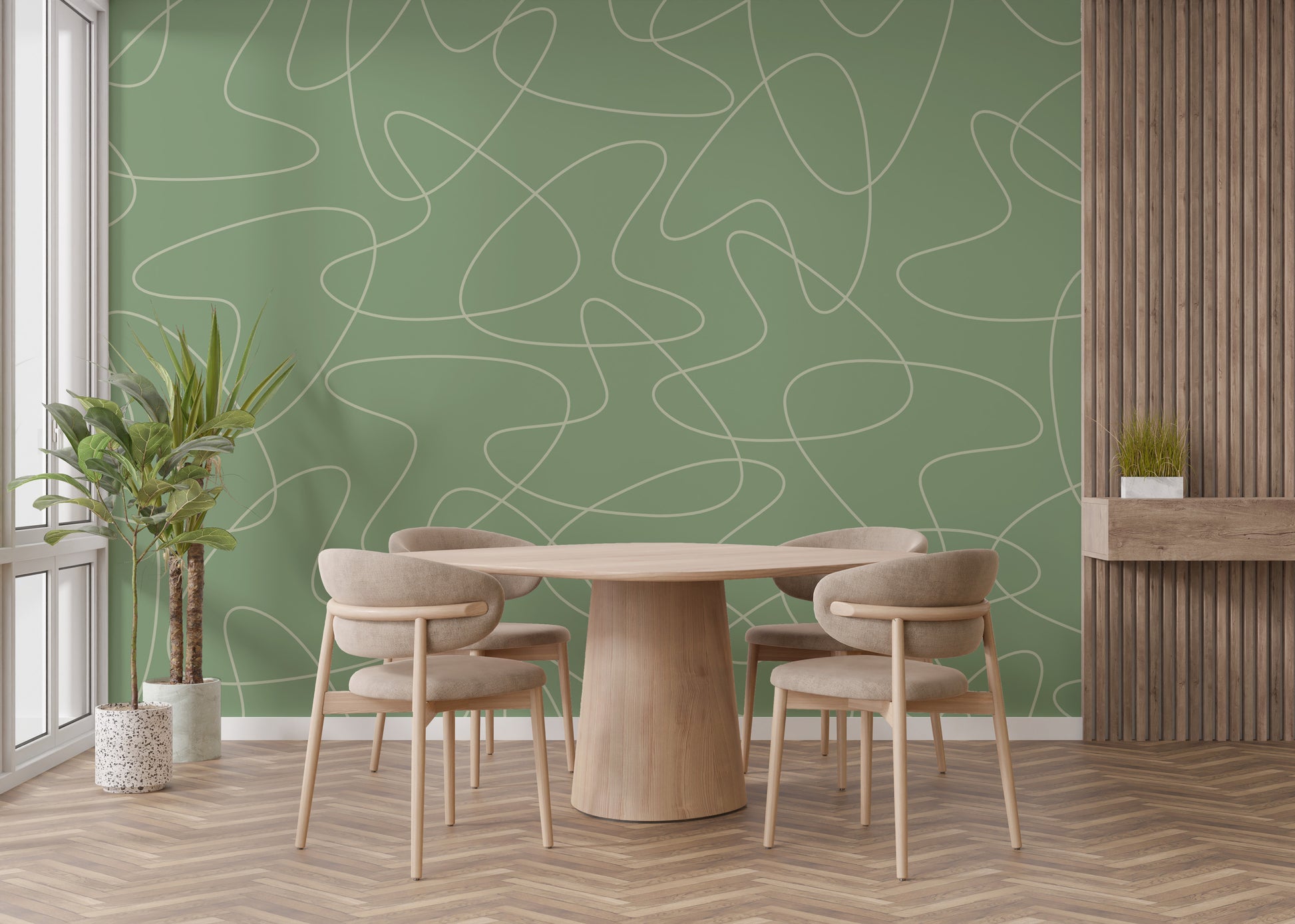 Mid-century wallpaper adds vintage elegance
