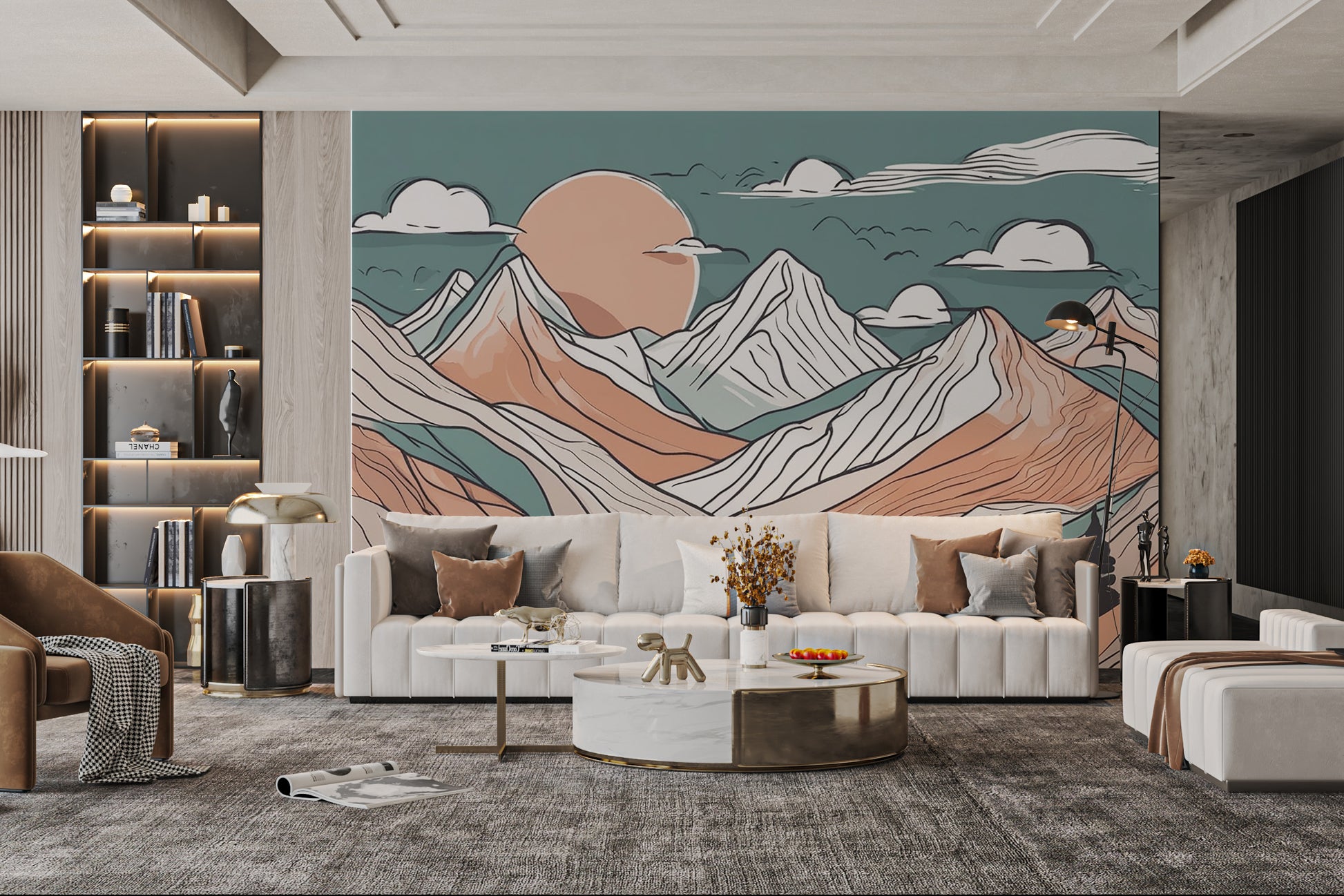 Contemporary abstract mountain wall decor
