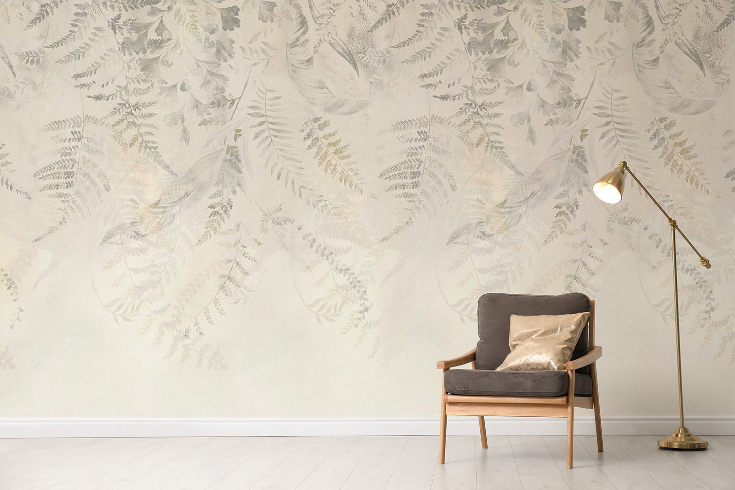 Decorative beige tropical leaf mural for chic rooms
