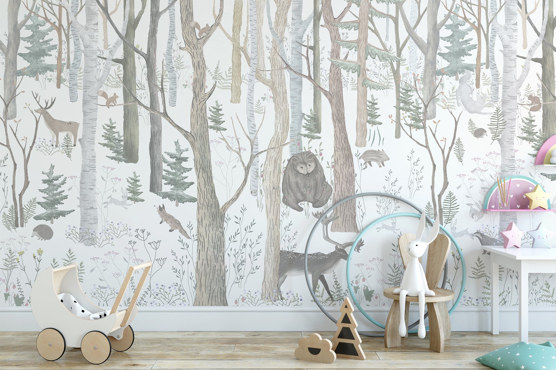 Fun Animals Nursery Wall Mural for little ones