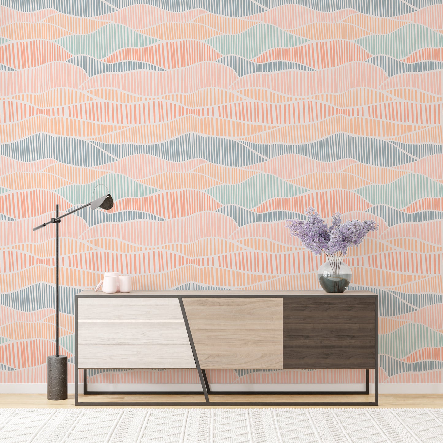 Hand-drawn pastel dashed pattern in Boho style.