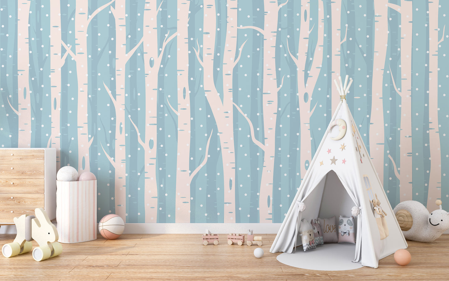 Frosty Blue Forest Scenic Wall Murals