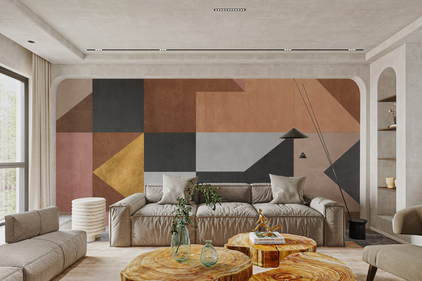 Geometric mural with modern artistic design elements