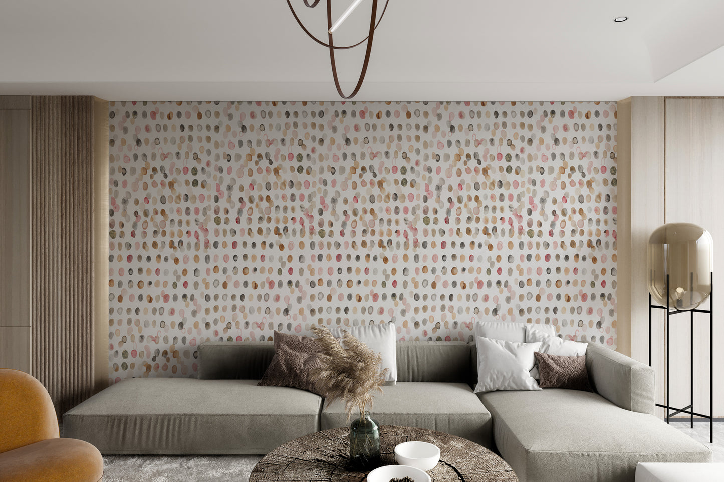 Watercolor Polka Dot Neutral Wallpaper-AW368