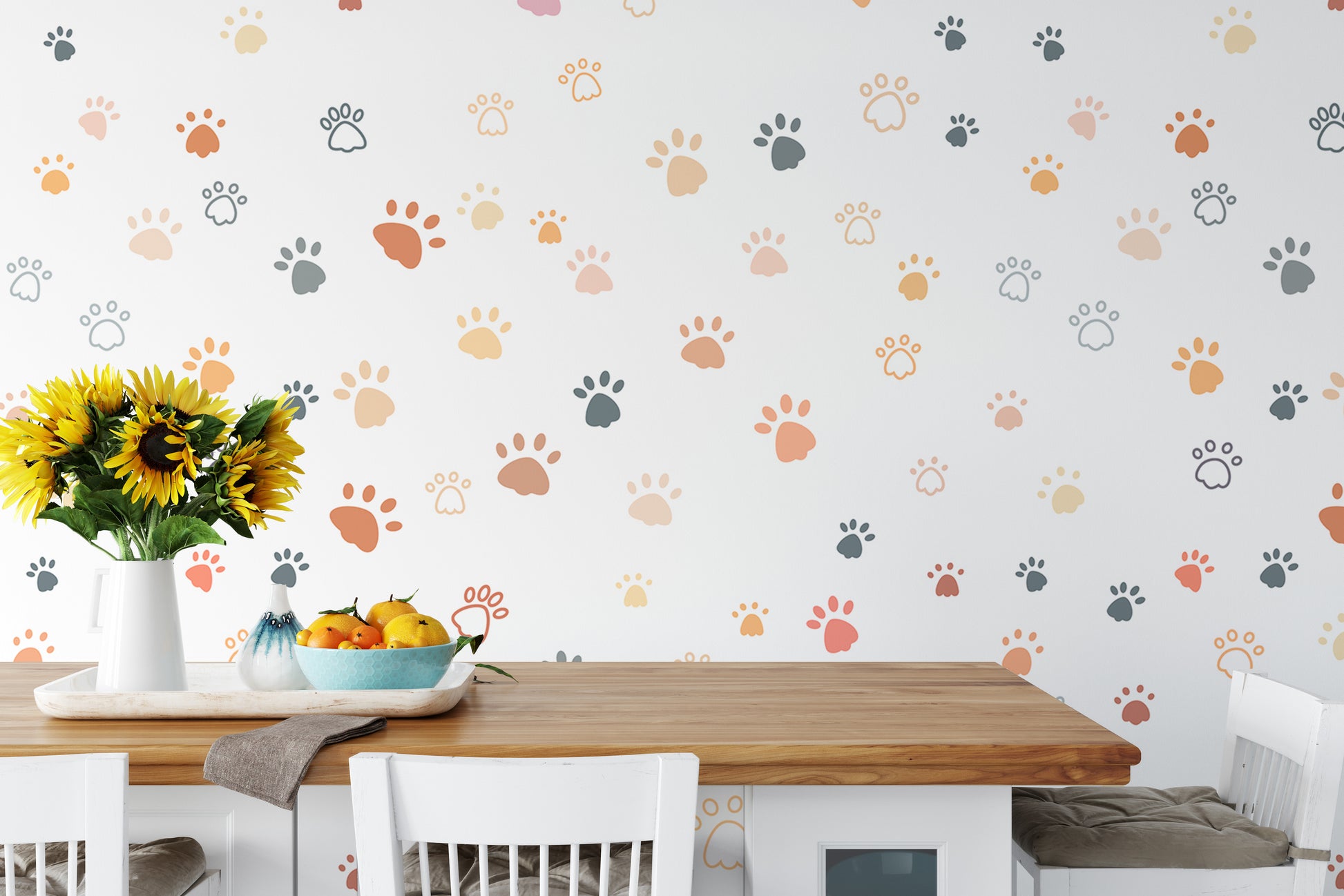 Cat paw print repeat pattern for whimsical walls