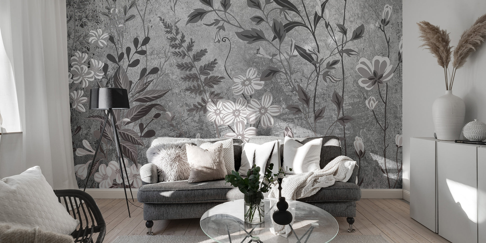 Lush botanical flower wallpaper for nature-inspired rooms
