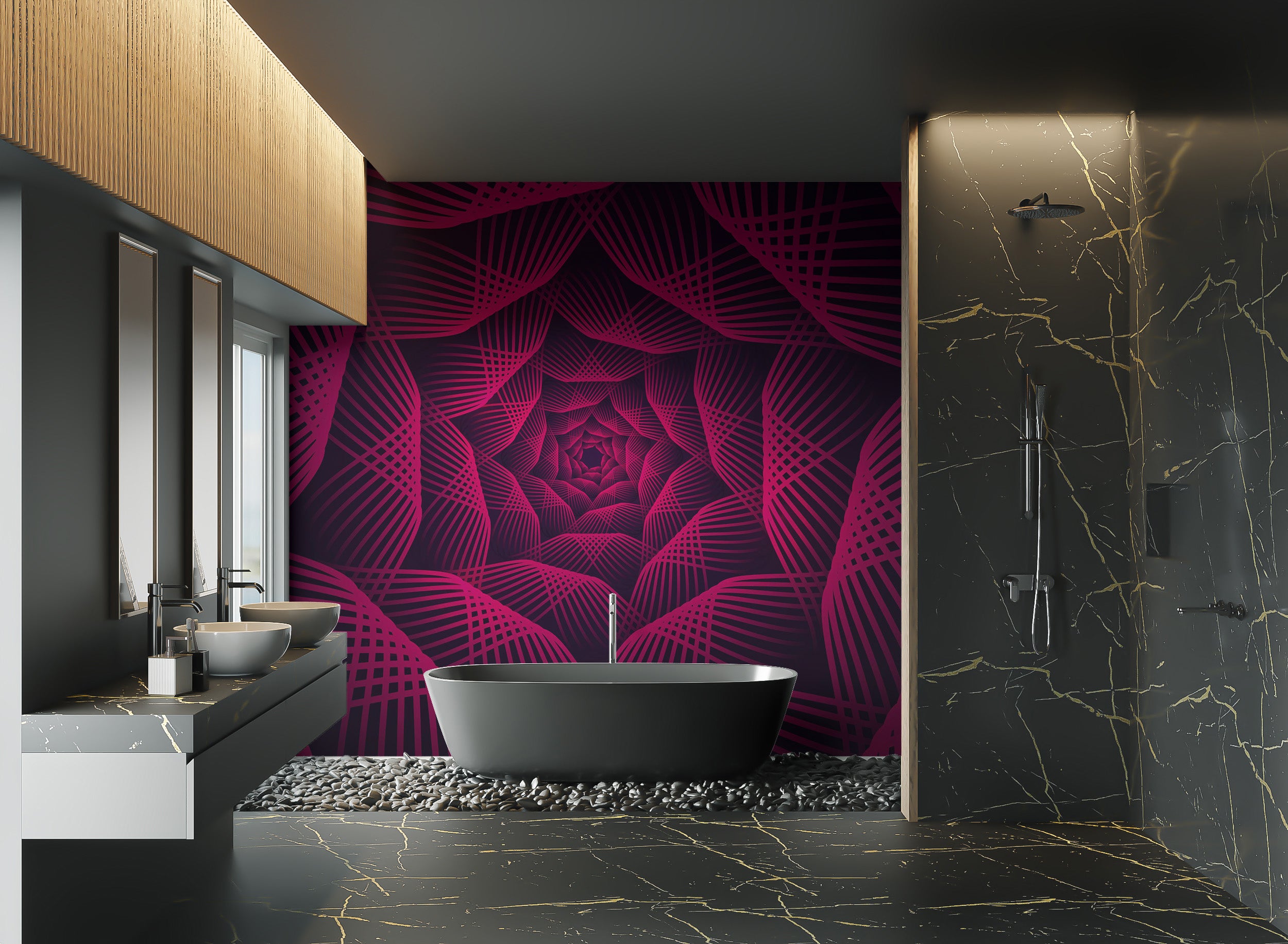 Neon geometric wall print for creative spaces
