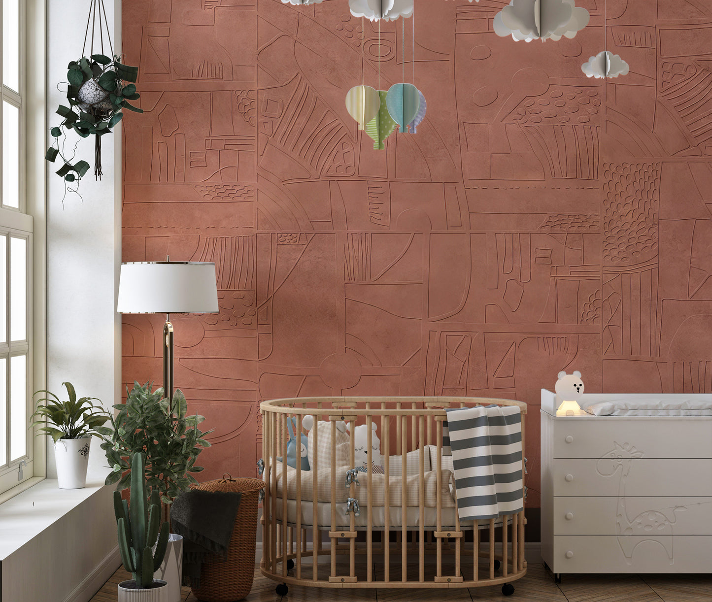 Modern Terracotta Textured Wallpaper Mural