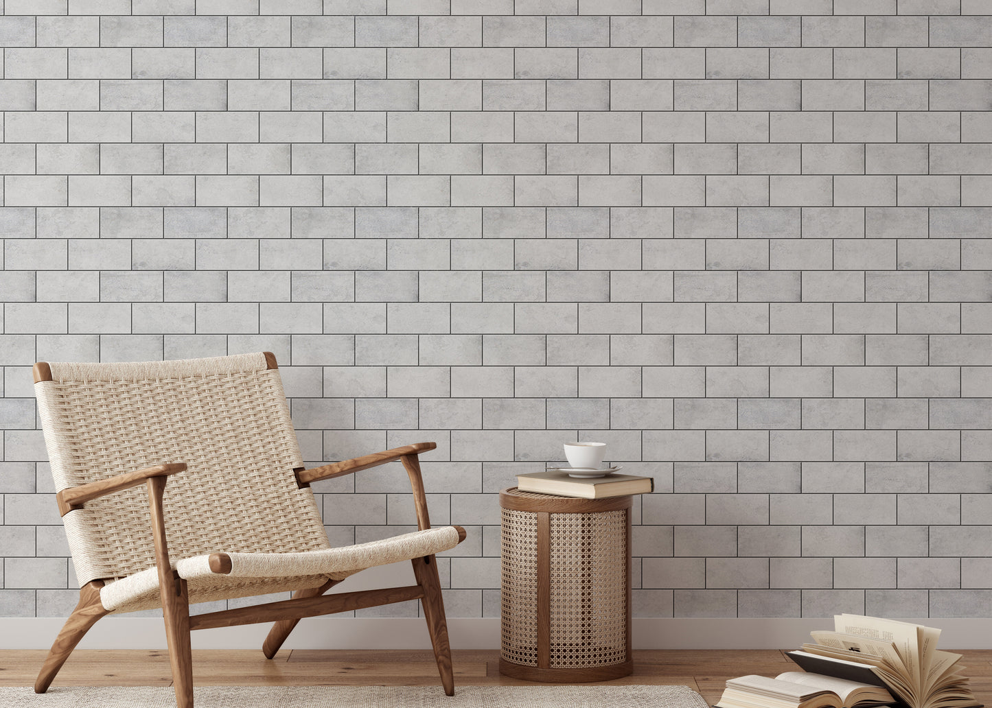 White Color Winter Frost Brick Removable Wallpaper