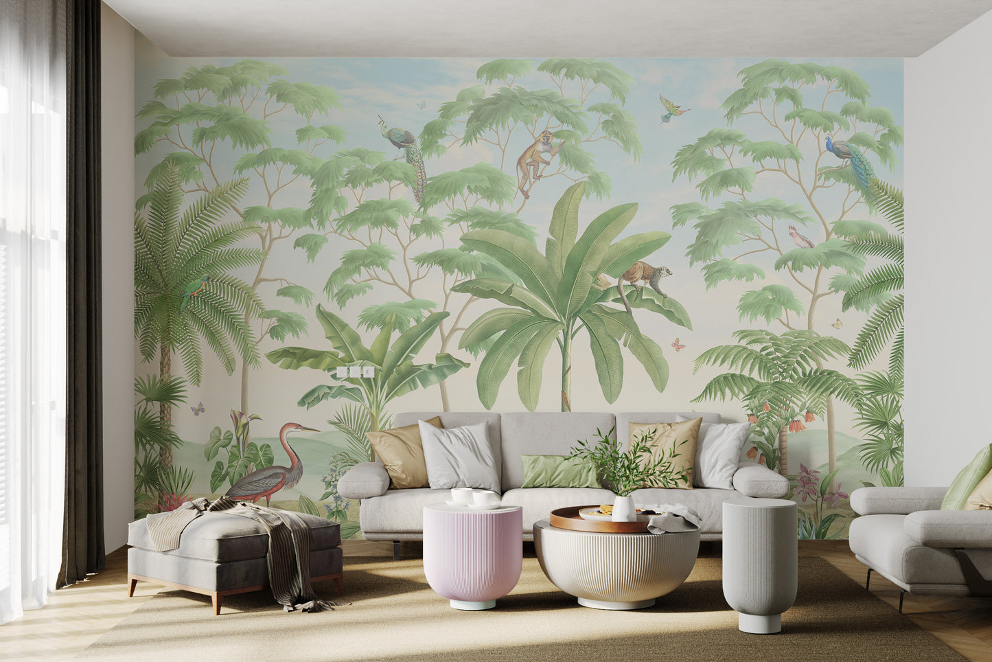 Tropical Jungle Wildlife Mural