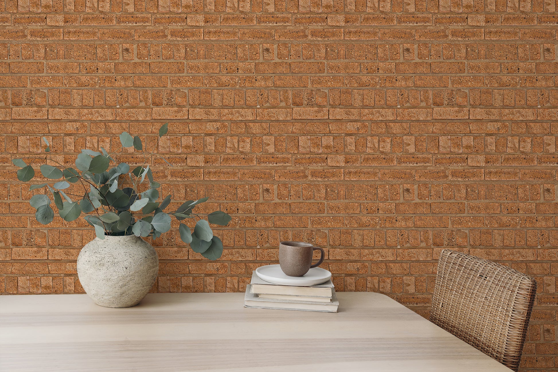 Pavement-style brown brick texture wallpaper design.