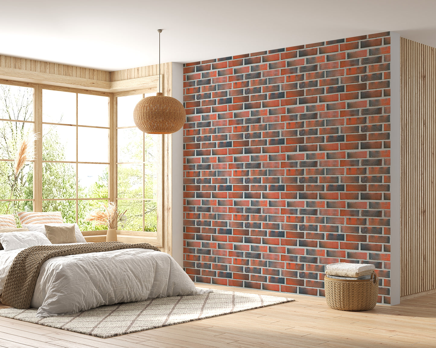 Vintage Burned Red Lining Brick Wallpaper