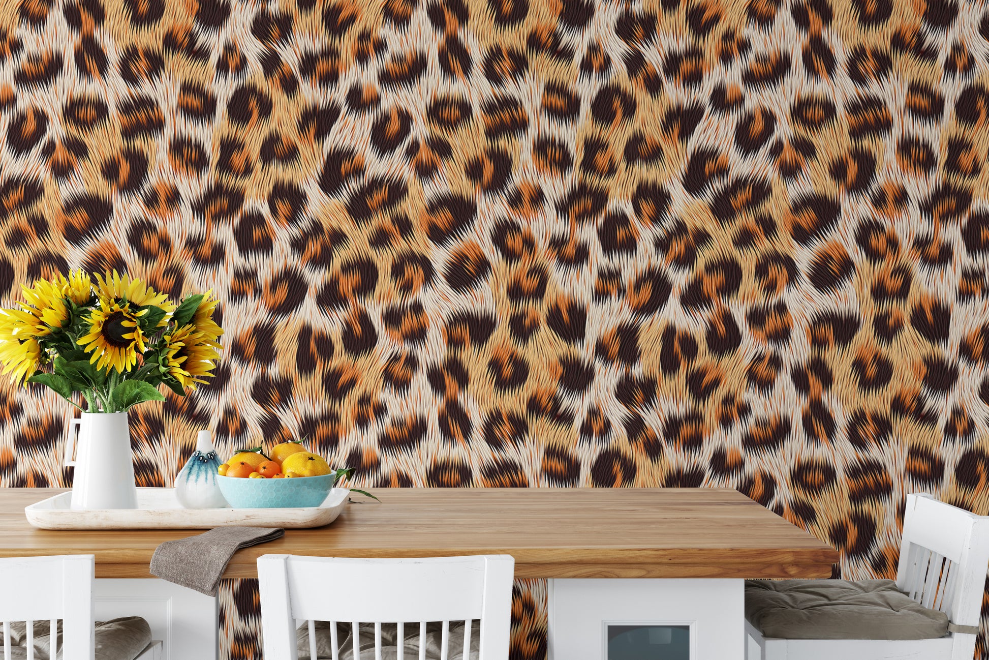 Bold wallpaper featuring leopard print vector pattern