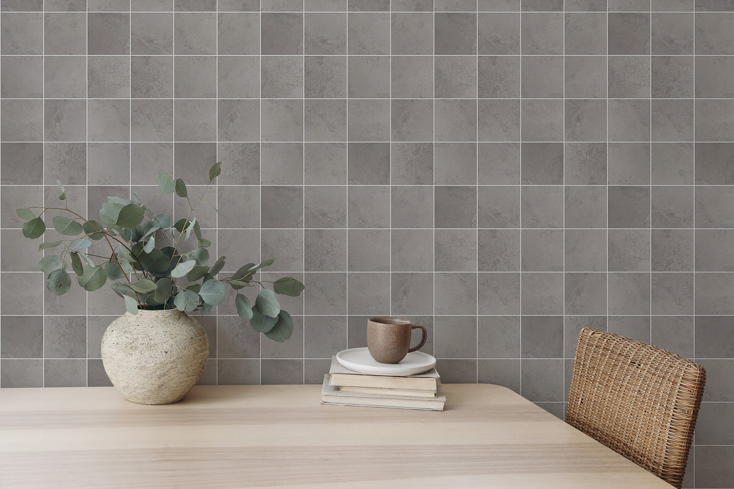 Ceramic Grey Color Tiles Seamless Pattern Wallpaper For Walls