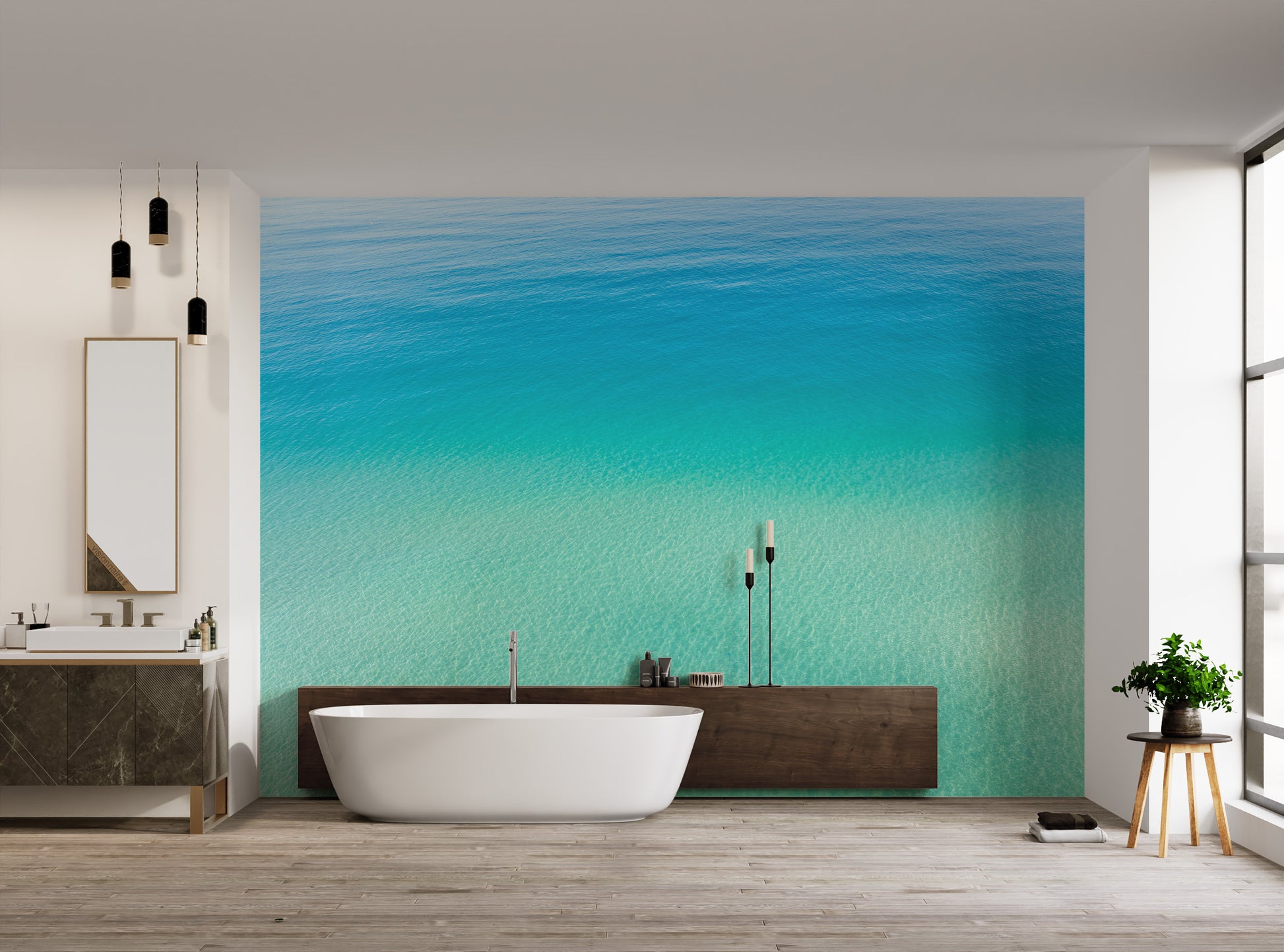 Serene sea water wallpaper with gentle wave patterns
