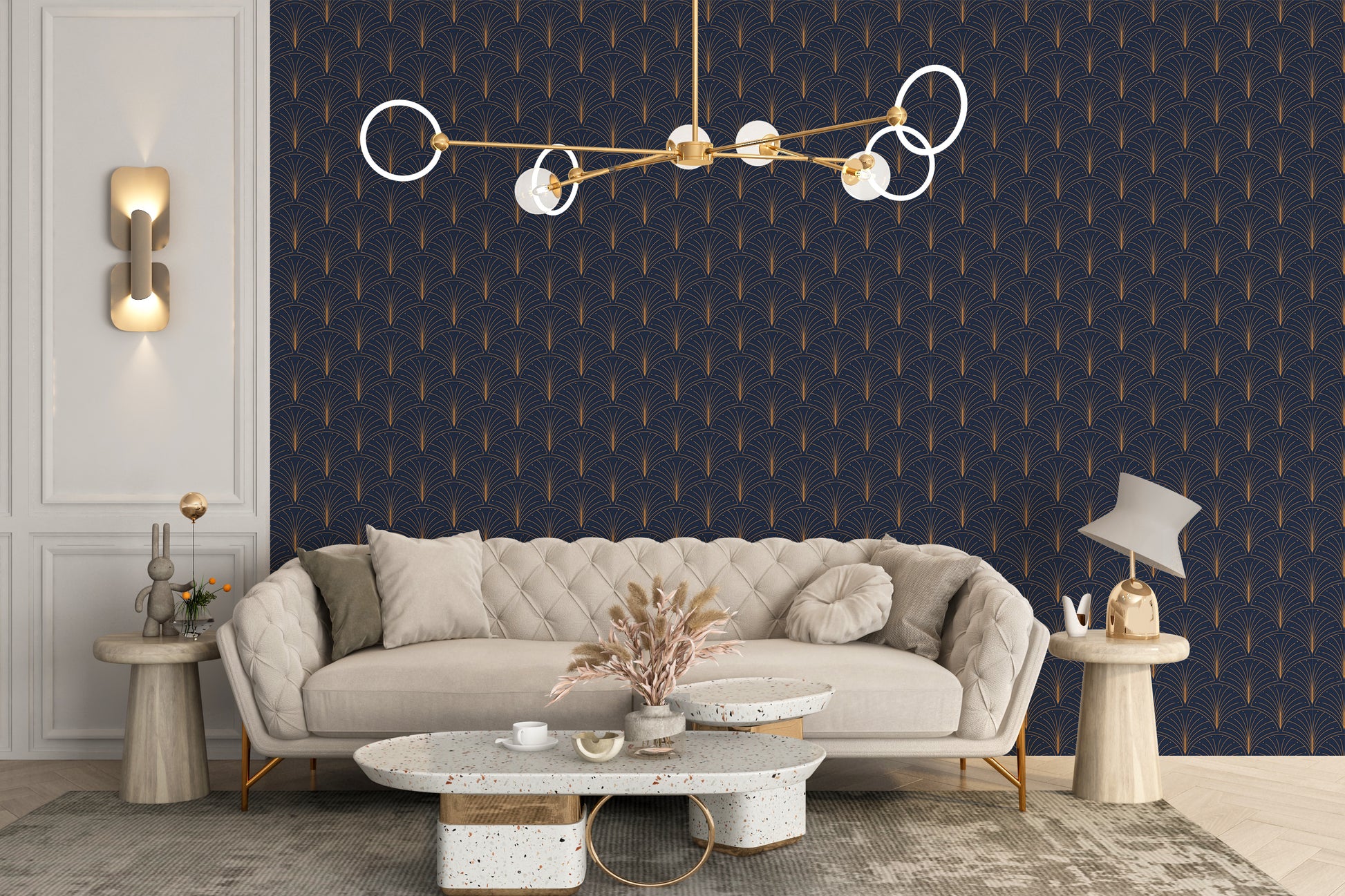 Elegant wallpaper with Art Deco designs
