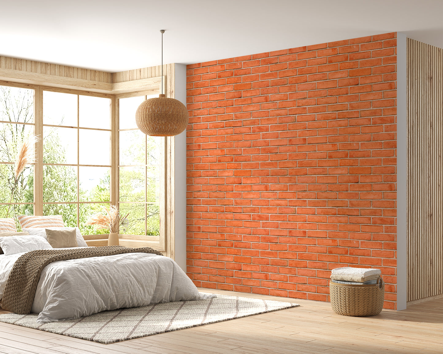 Red Color Brick Background Texture Self Adhesive Wallpaper