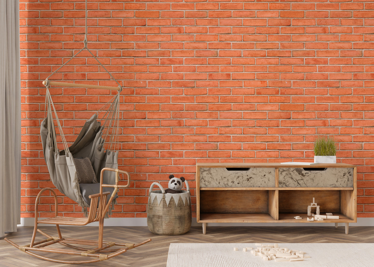 Red Color Brick Background Texture Self Adhesive Wallpaper