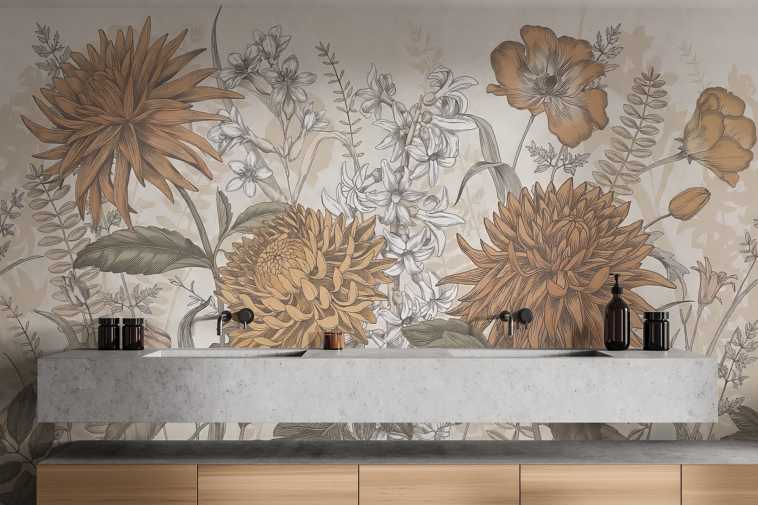 Peel and stick wildflowers garden mural for fresh walls