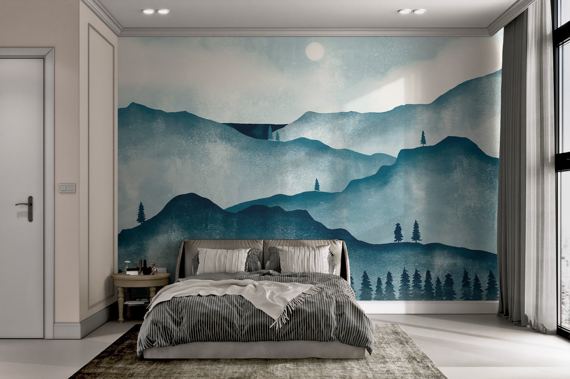 Nature-inspired watercolor wallpaper with forest details
