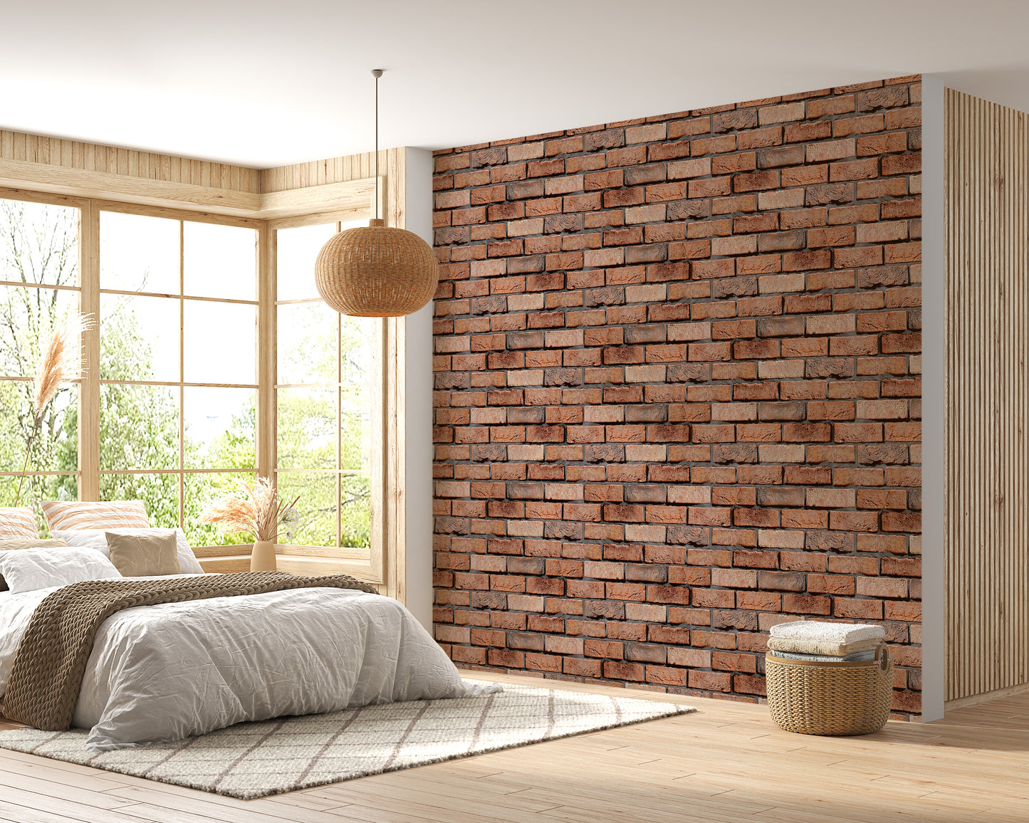 Old Red Brick Wall Rustic Texture Design Wallpaper