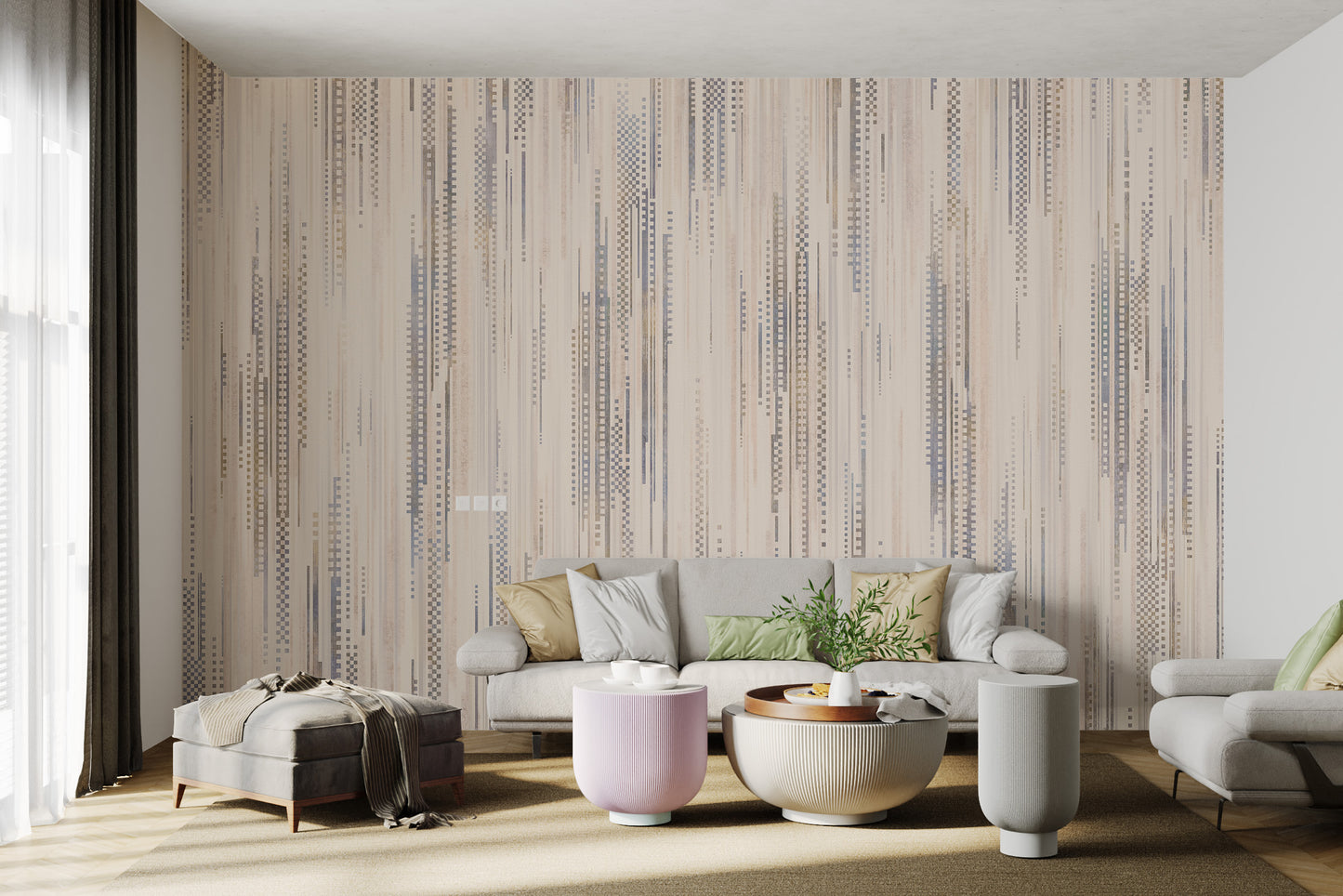 Neutral Vertical Line Pattern Wallpaper