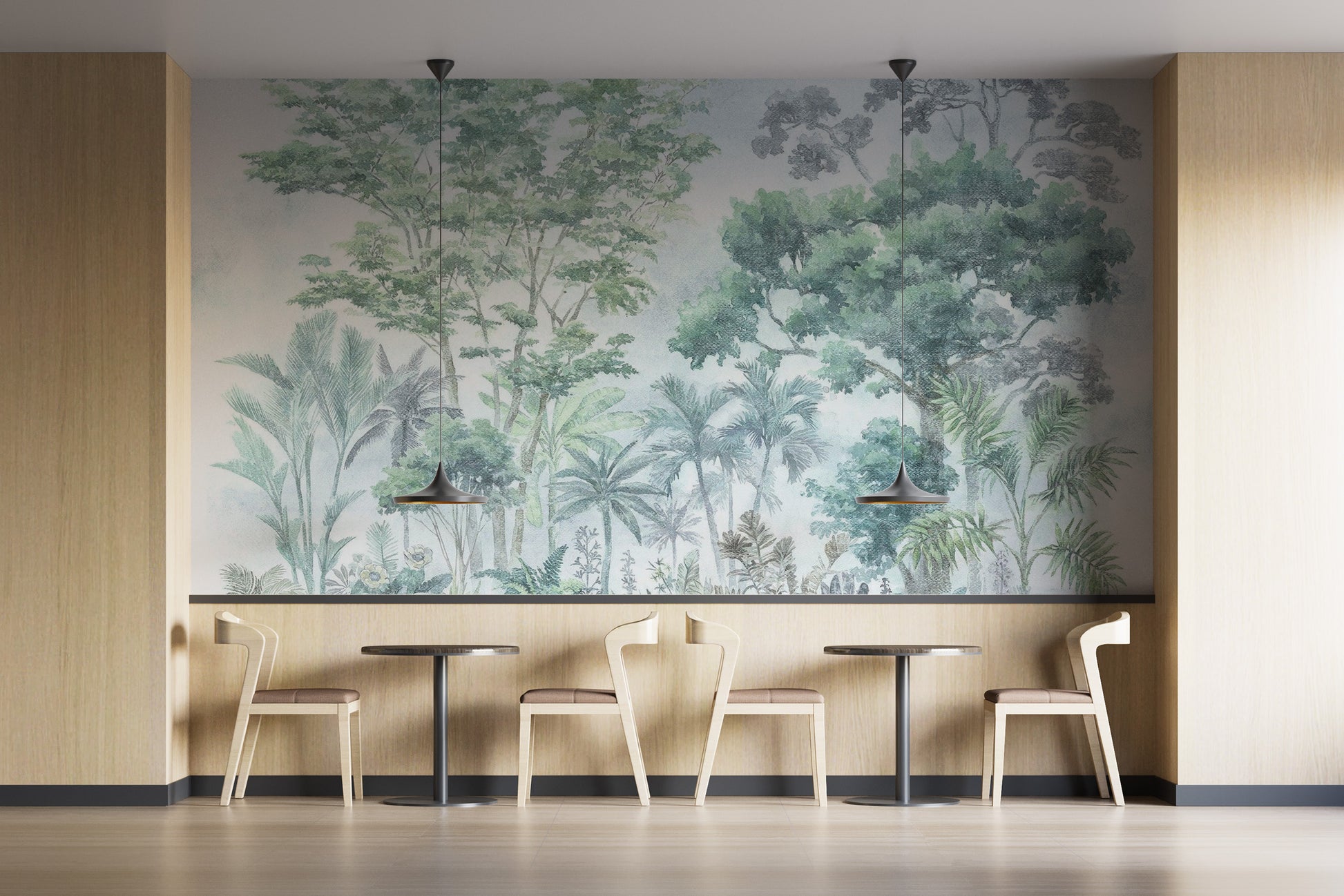 Green tropical jungle mural for bold and stylish interiors
