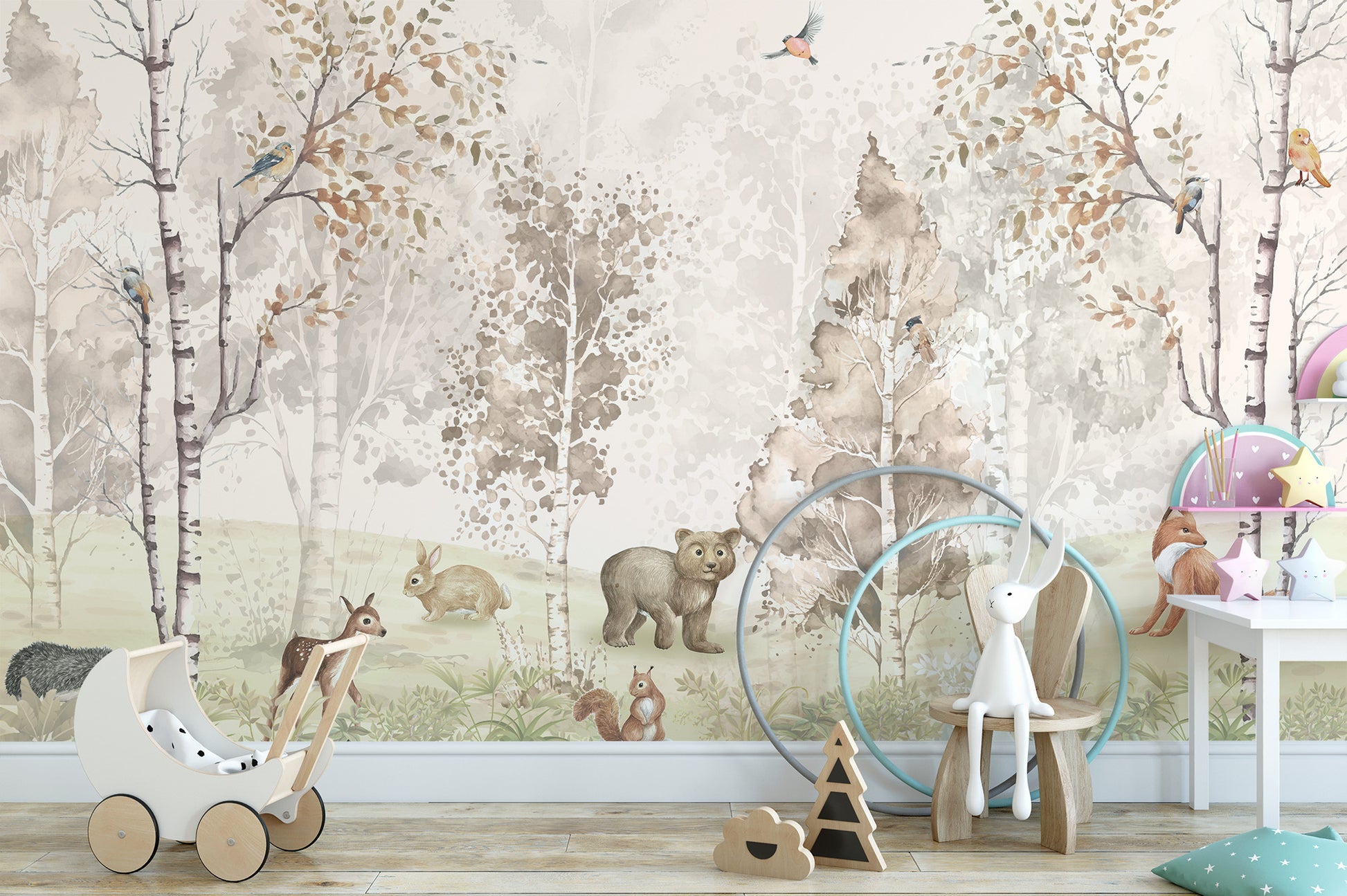 Cute Woodland Animals Mural