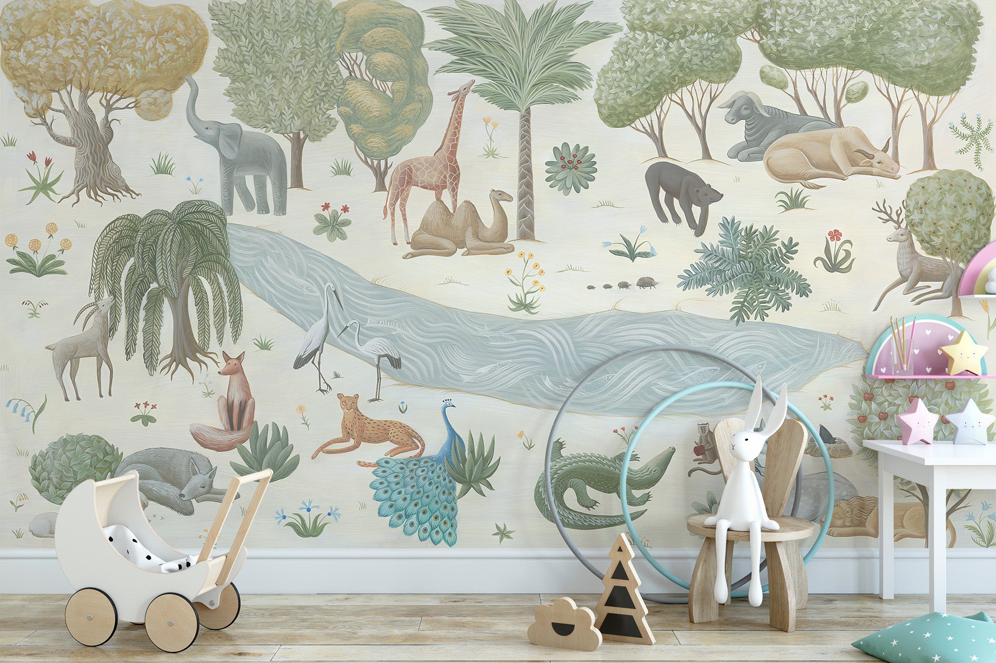 Temporary jungle wildlife wallpaper for playful interiors