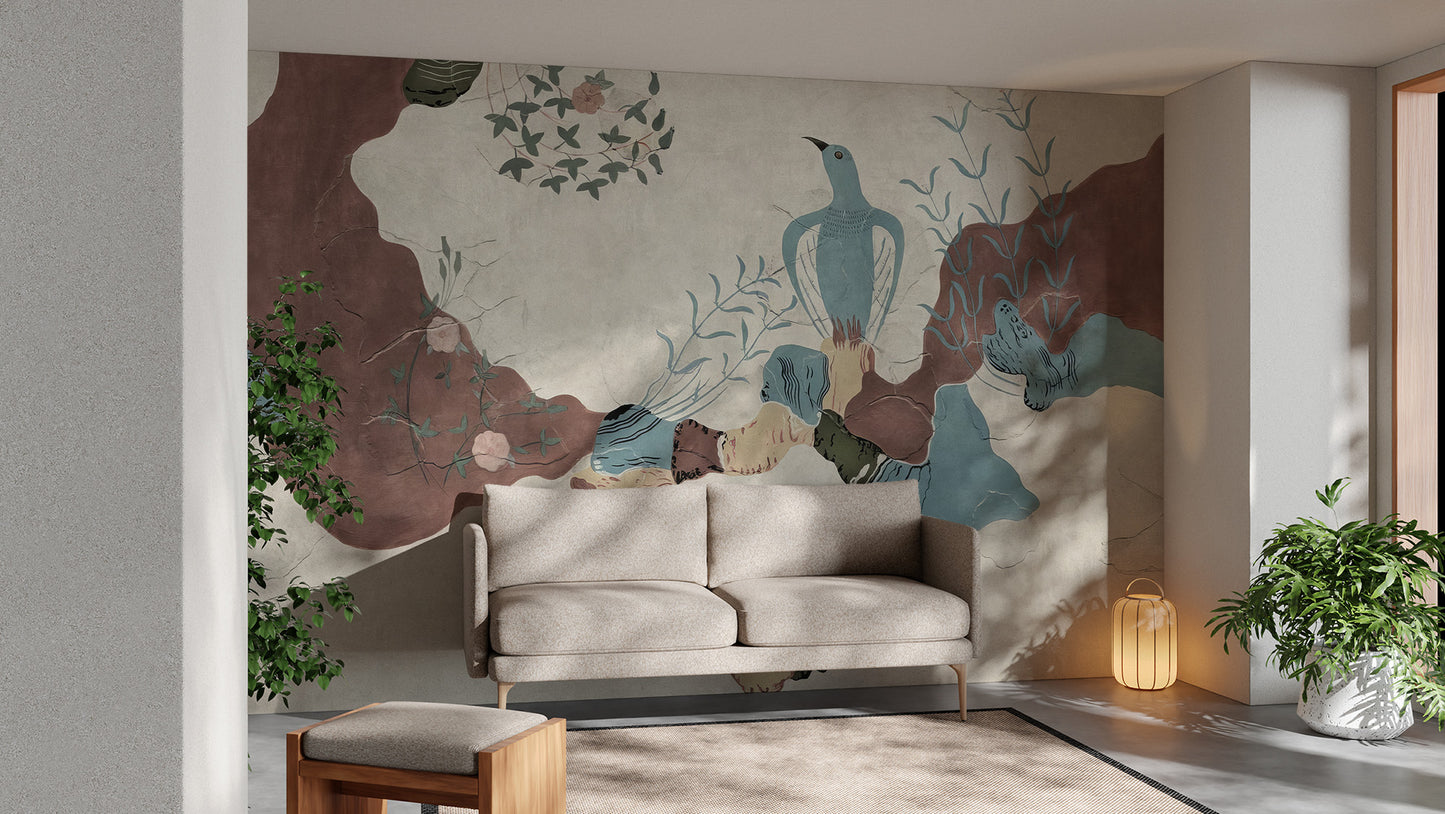 Room wallpaper featuring vintage abstract patterns