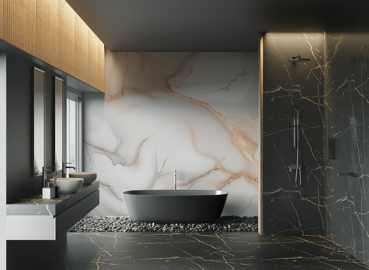 White marble wallpaper for office interiors






