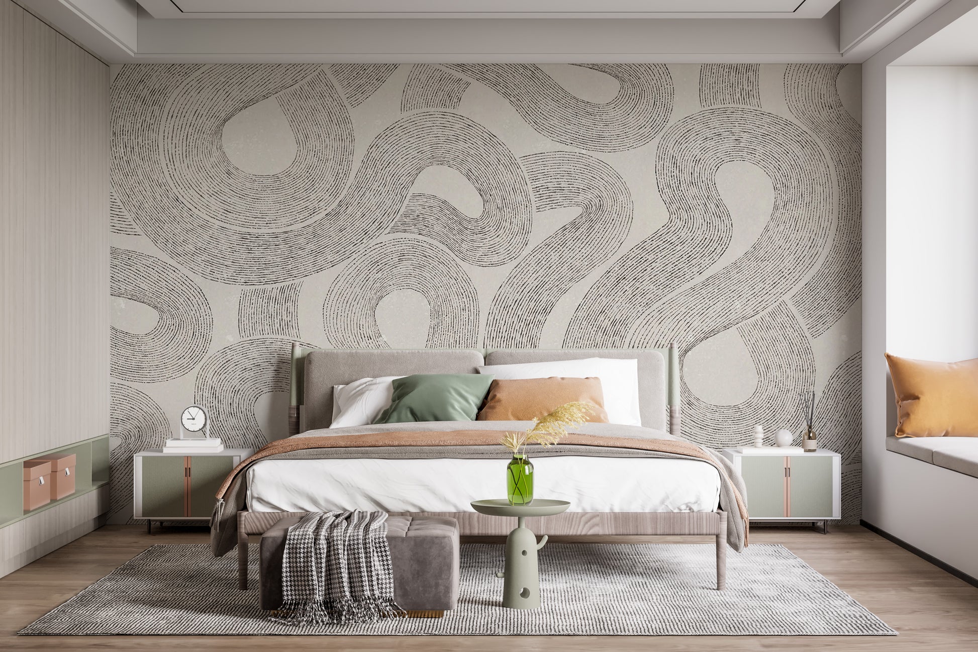 Elegant modern grey Zen mural for serene wall decor