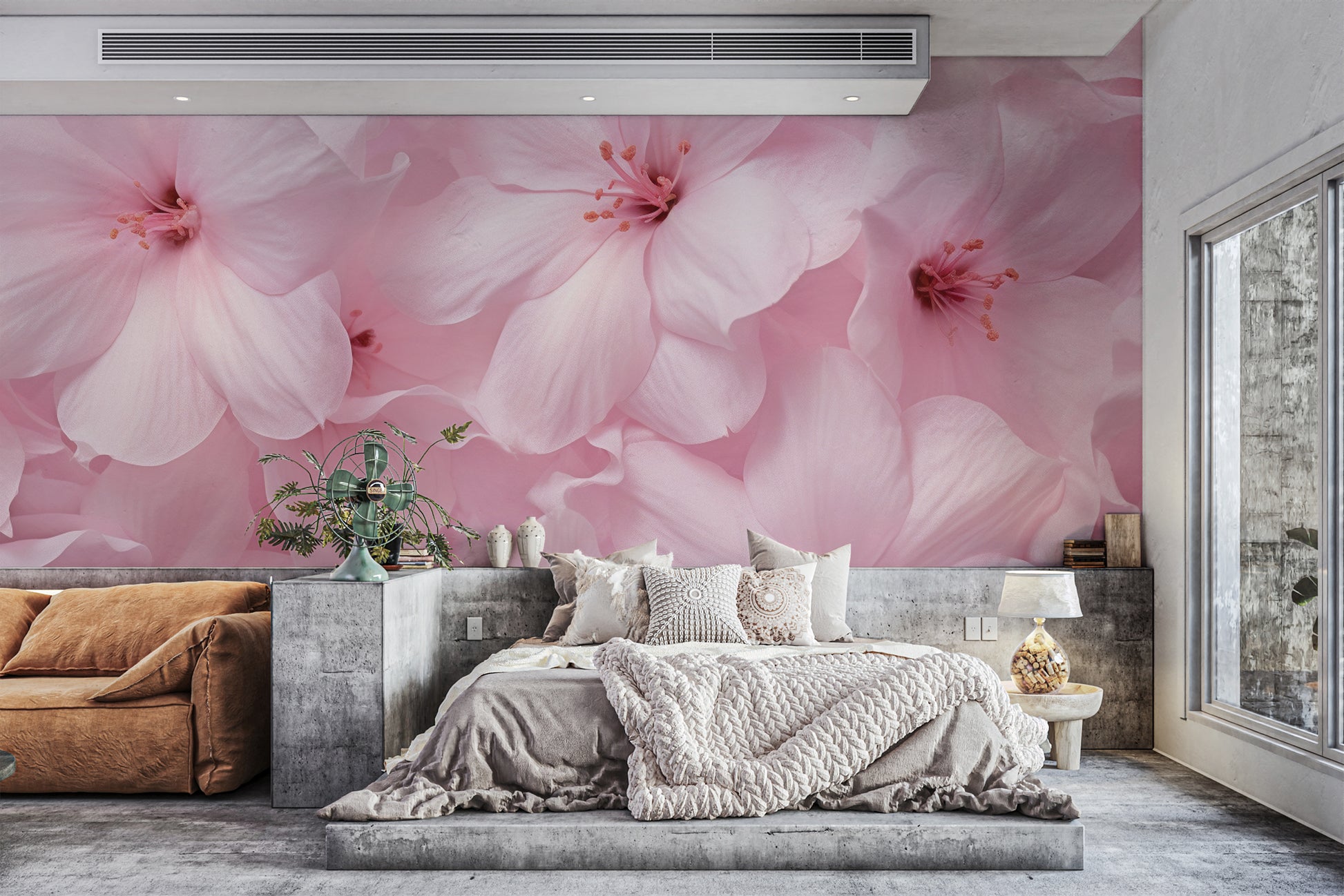 Romantic pink flower wallpaper design
