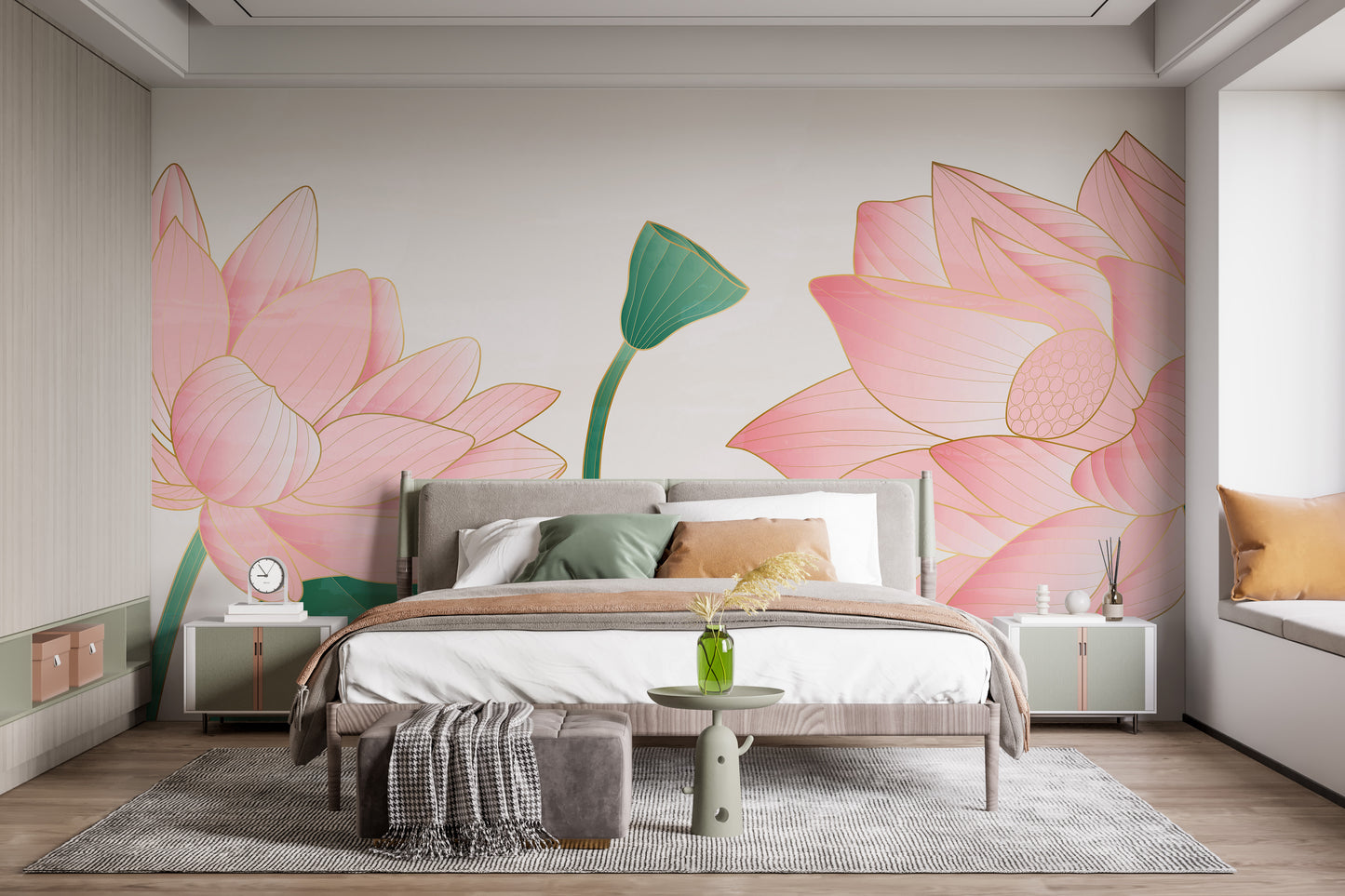 Golden Pink Petal Symphony Wallpaper Murals