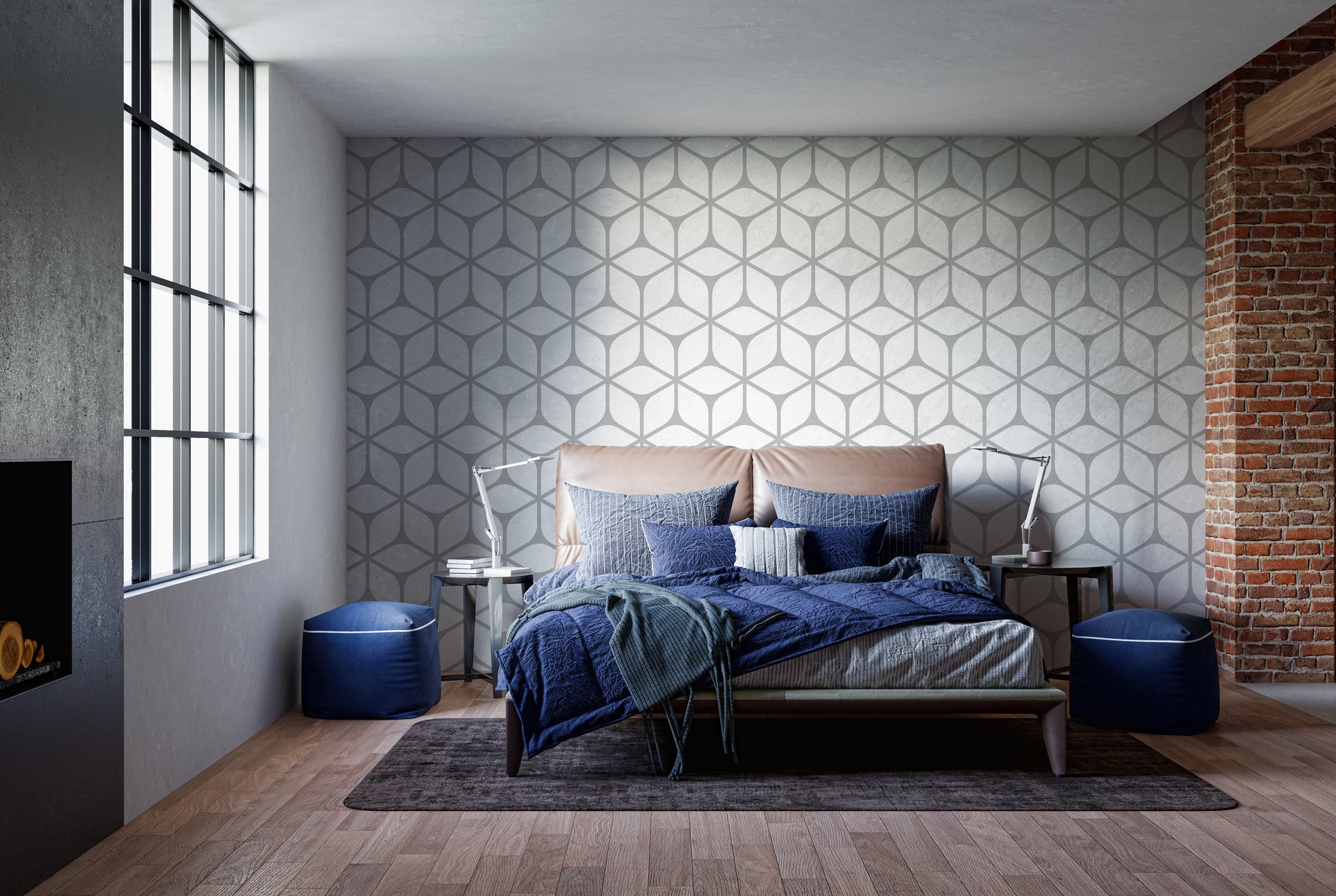 Geometric wall patterns mural style wallpaper
