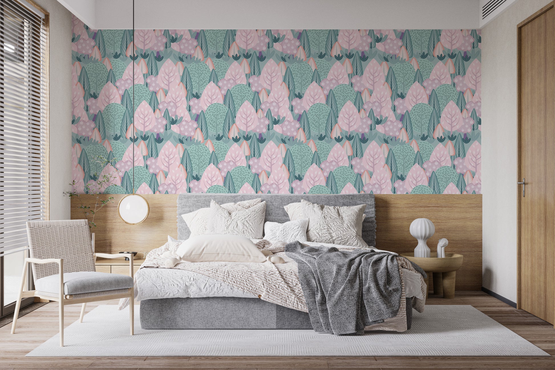 Nordic nature-inspired wall mural wallpaper
