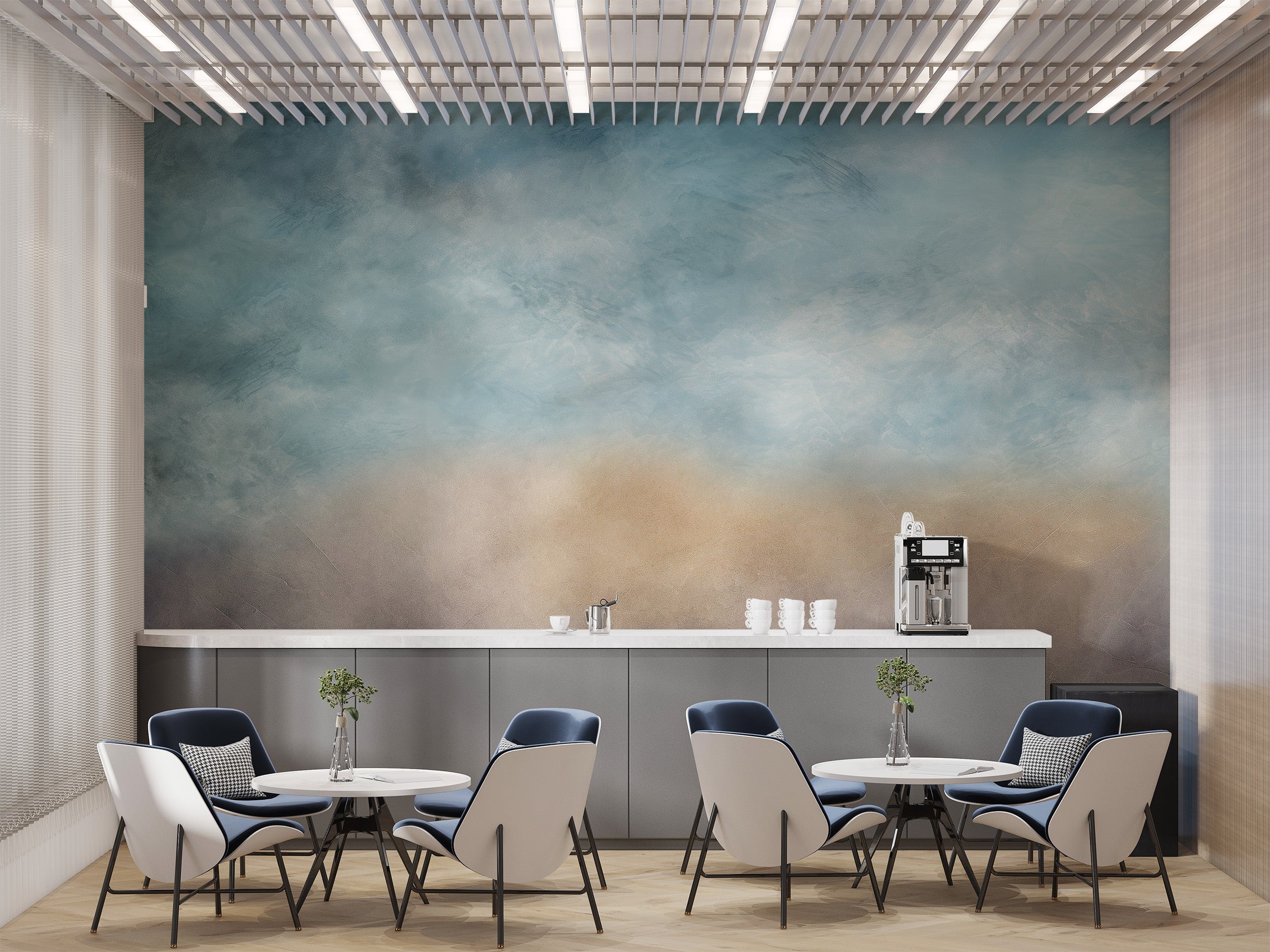 Elegant gray cloud ombre mural for serene room decor
