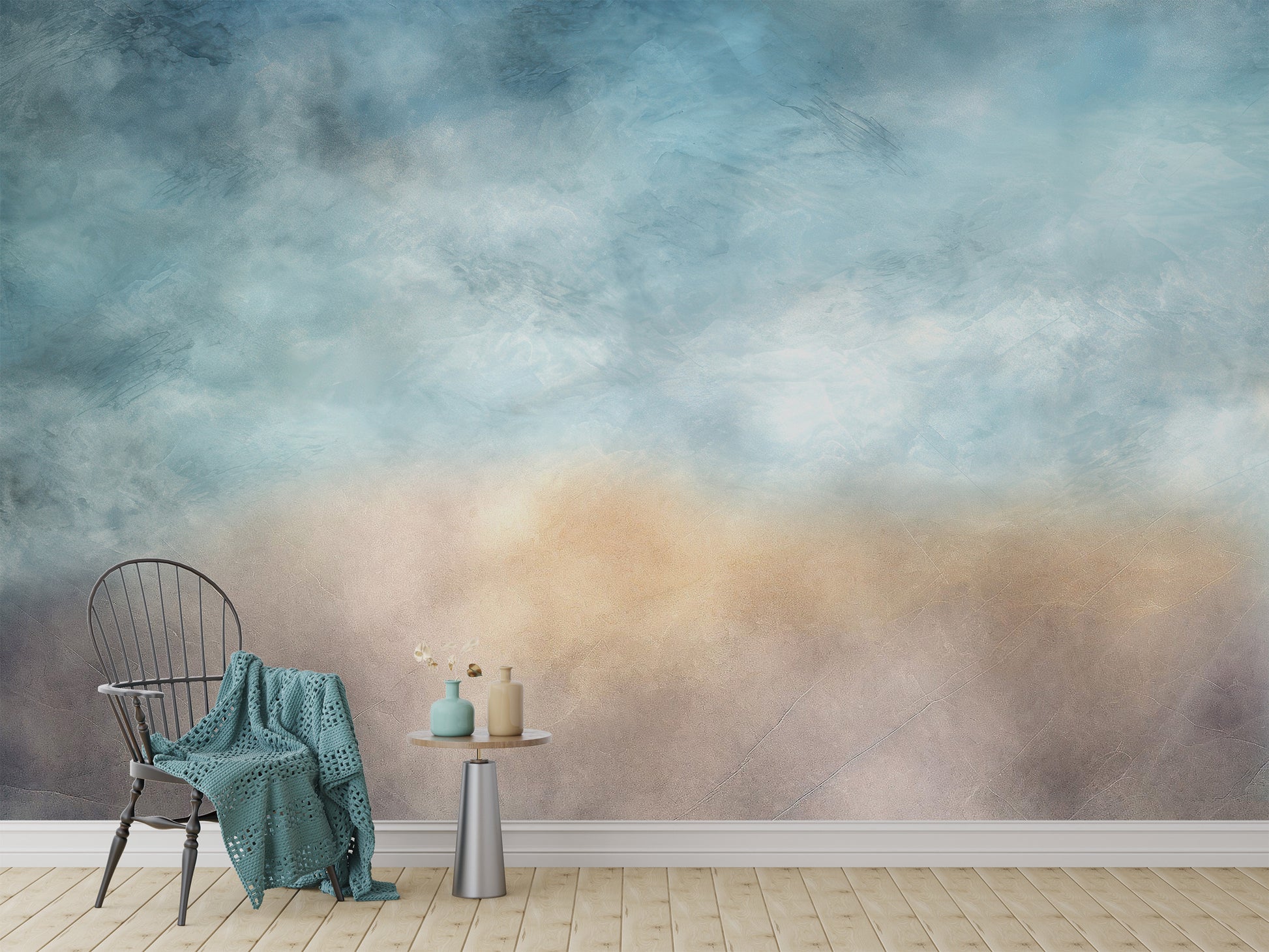 Tranquil grey cloud ombre wallpaper for peaceful spaces
