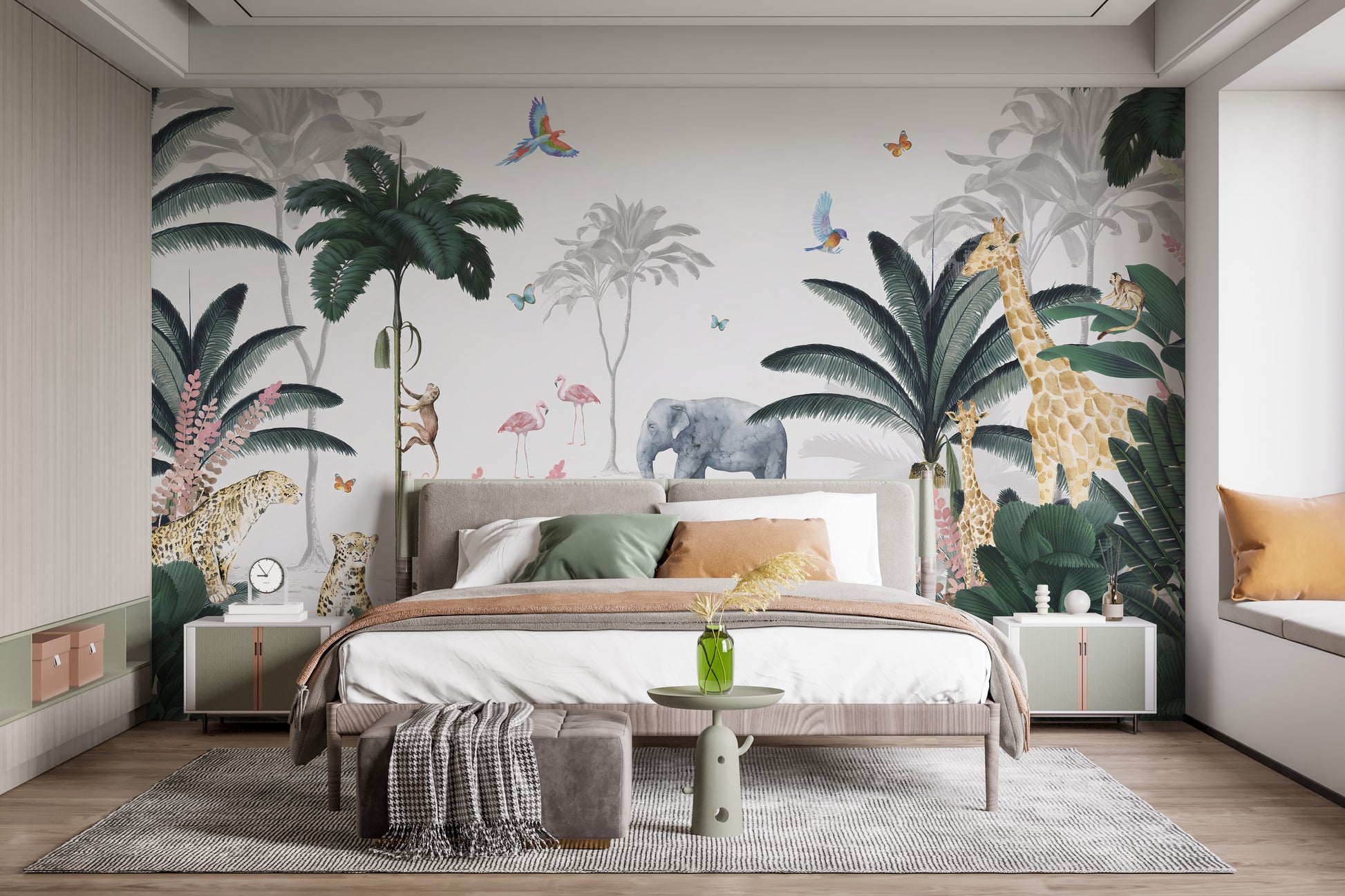 Lively safari backdrop kids mural