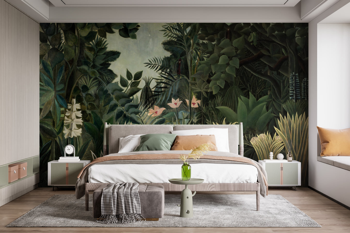 Forest wallpaper mural with tropical scenery
