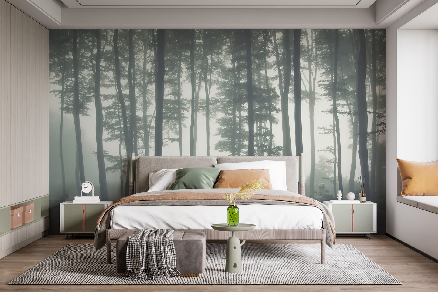 Forest-themed towering tree wall mural art
