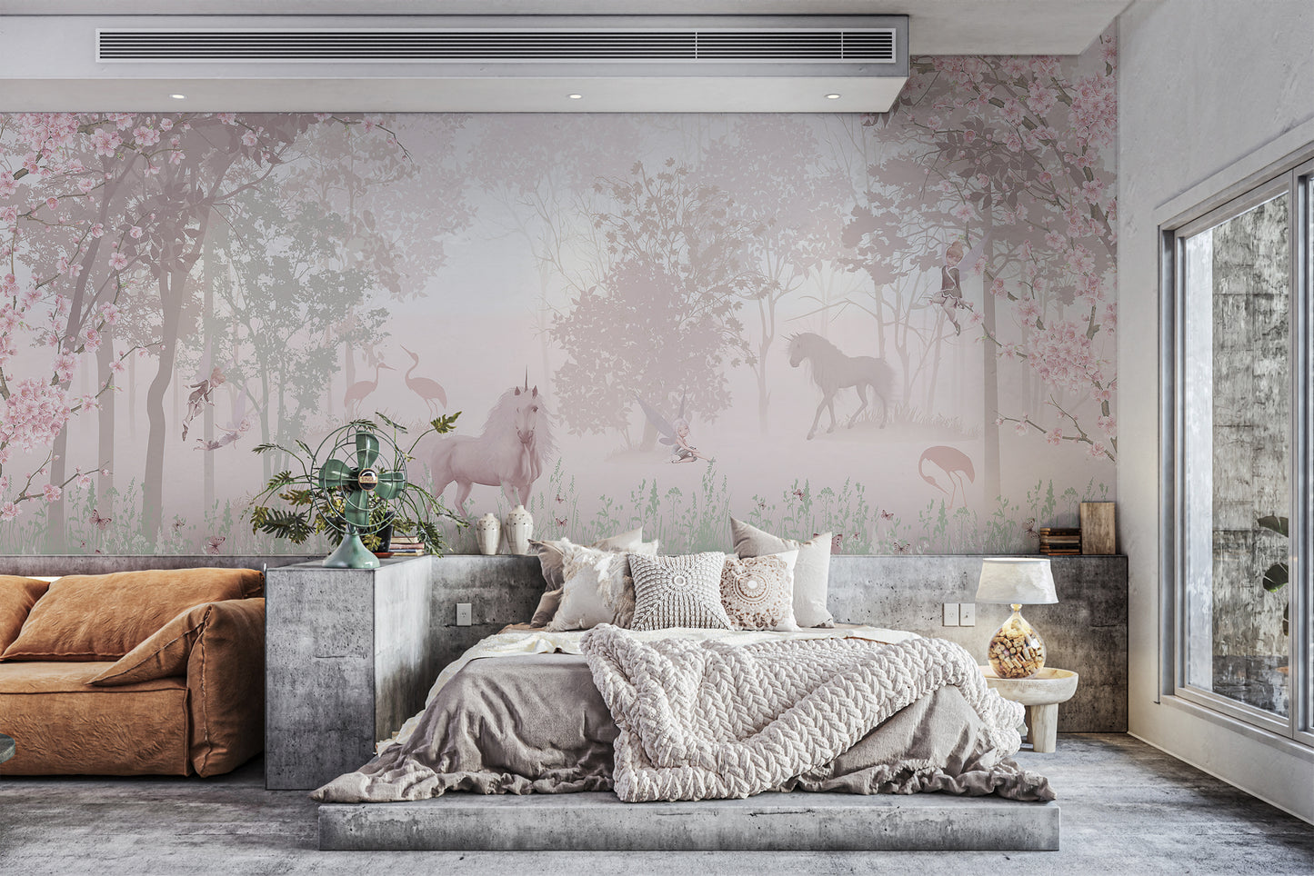 Enchanted Unicorn Blossom Forest Mural