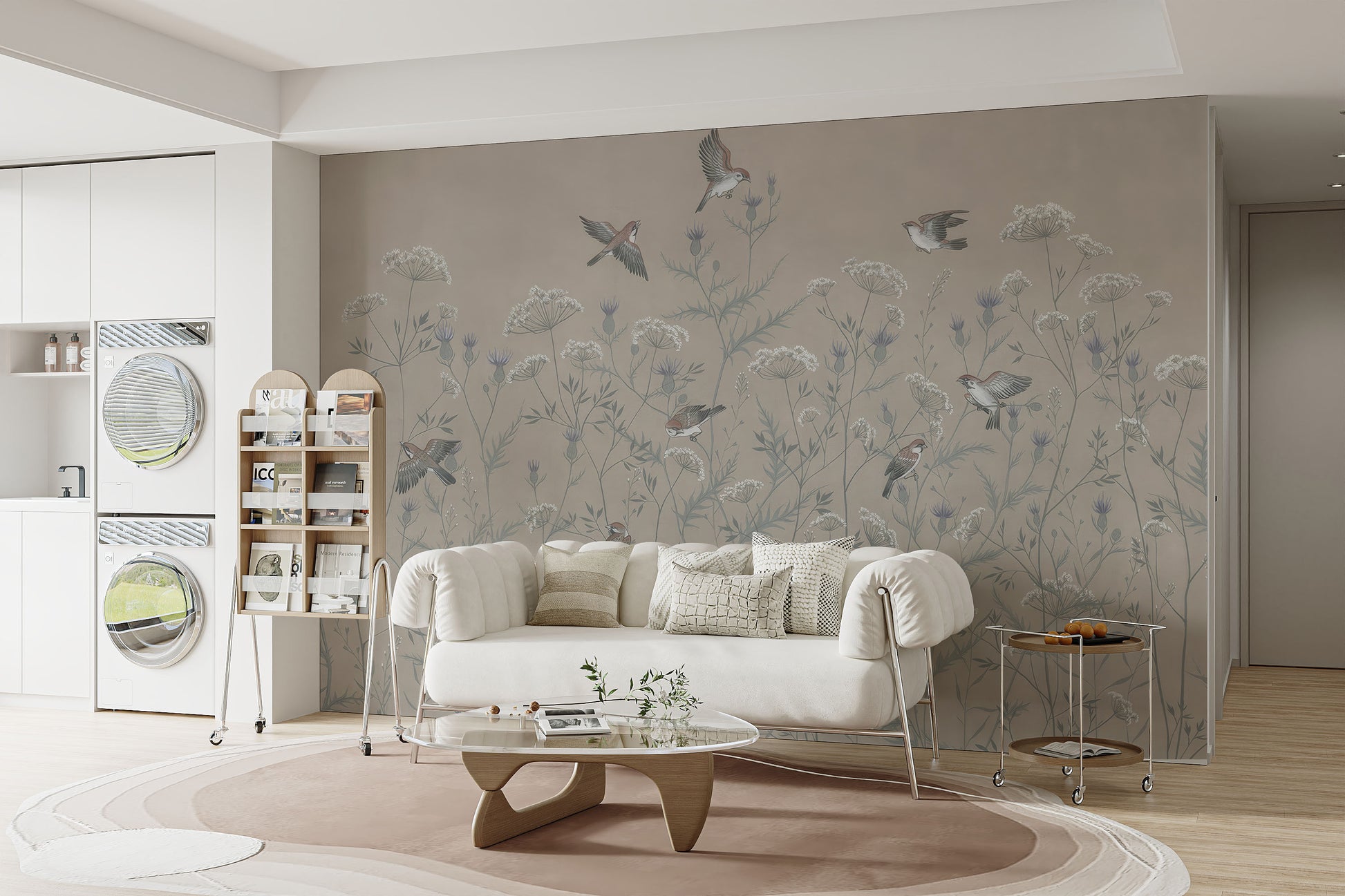 Soaring birds wallpaper mural for serene room decor