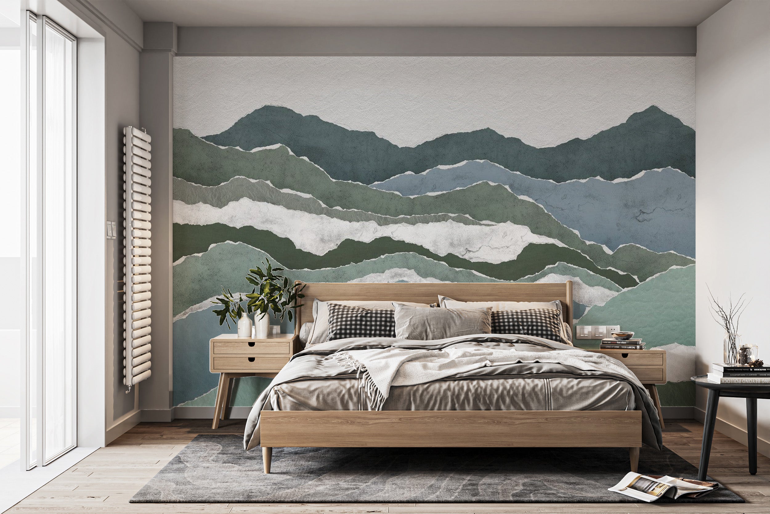 Sophisticated royal peaks wallpaper with watercolor design
