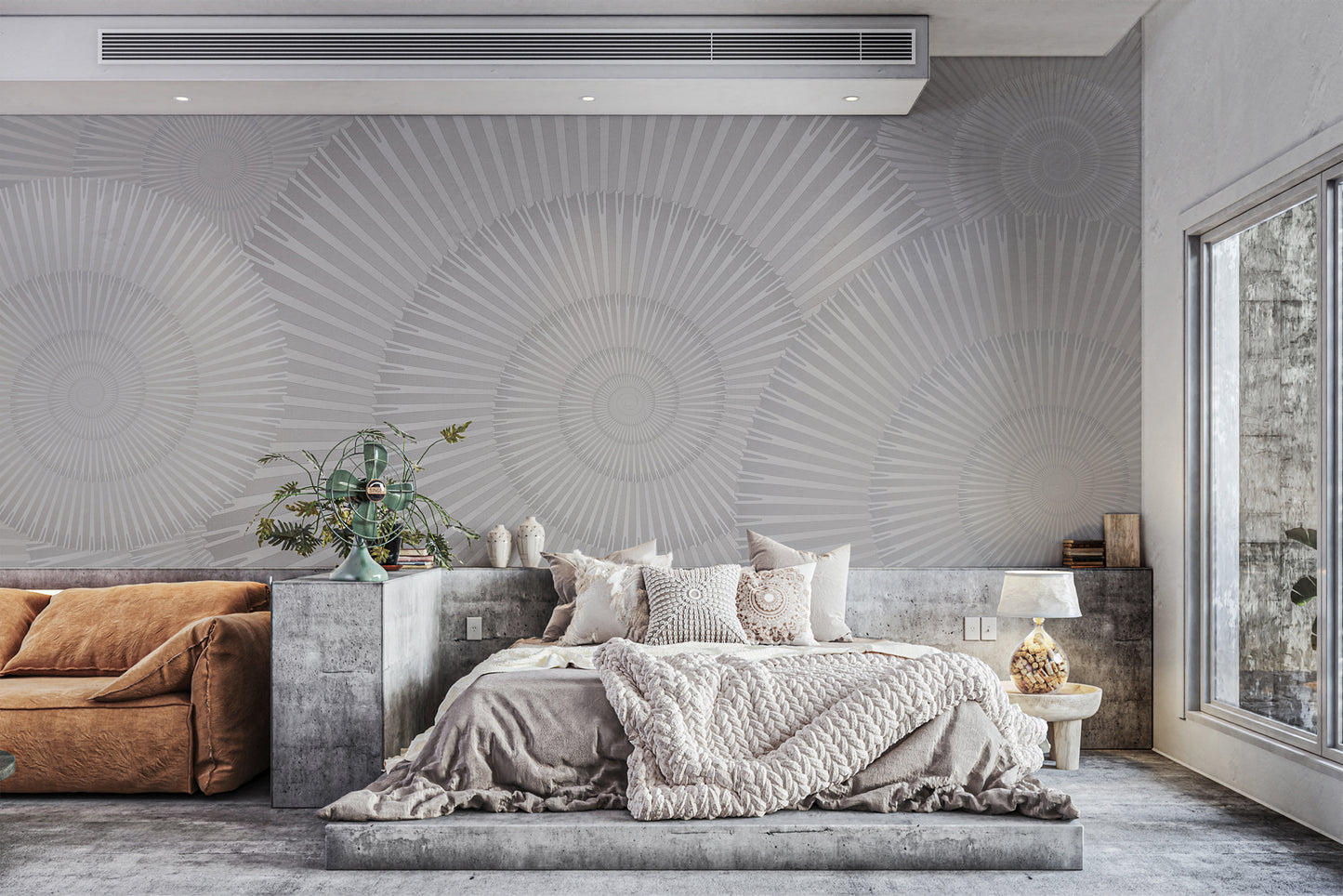 Gray Modern Minimalist Geometric Mural