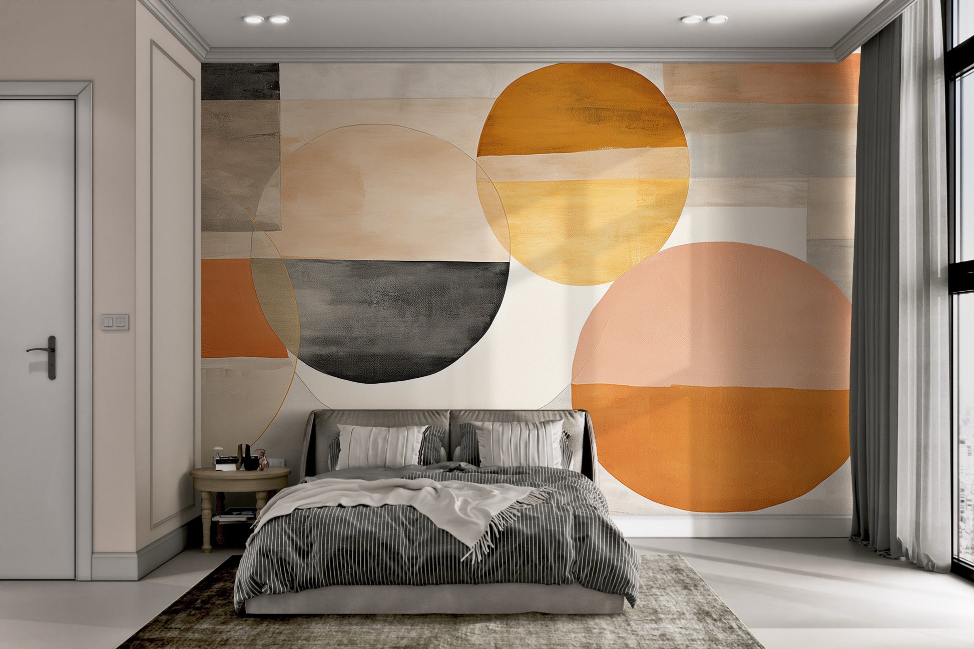 Modern warm-toned geometric pattern wallpaper
