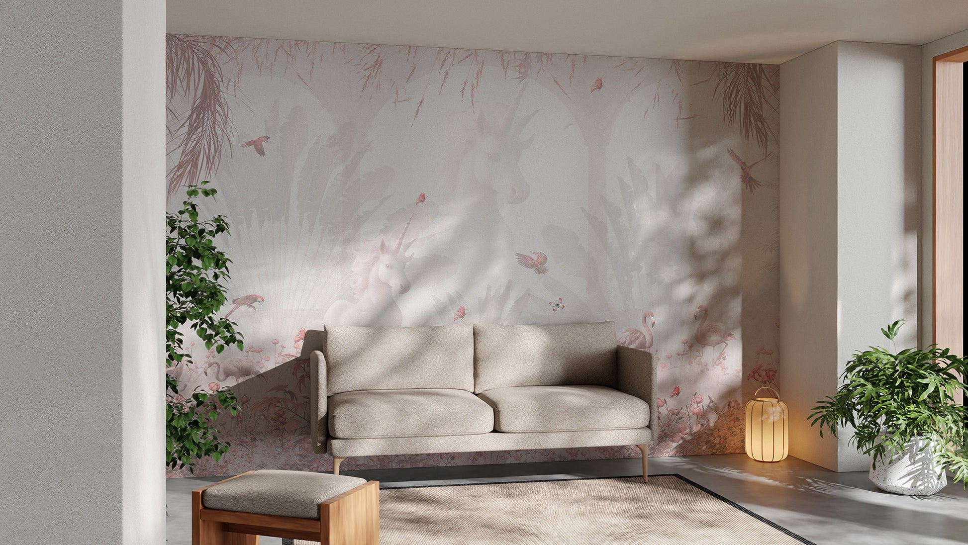 Pink Waterfall Dream Wall Mural for a calming scene