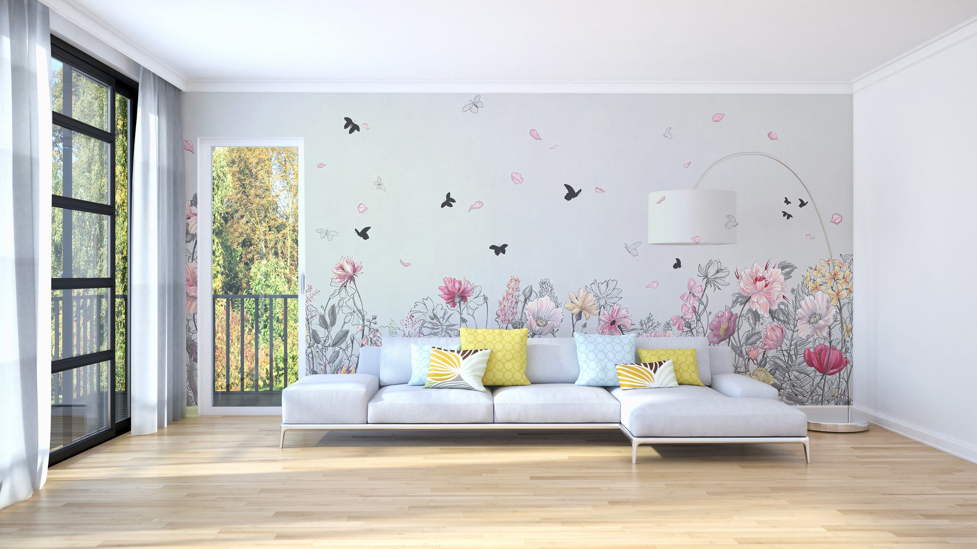 Floral Orchard Wallpaper Design