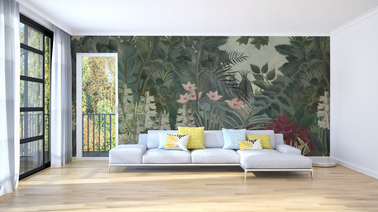 Painted woodland scenery mural